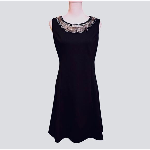 Alfani black embellished sheath dress size 8 cocktail formal evening classic - Picture 2 of 12
